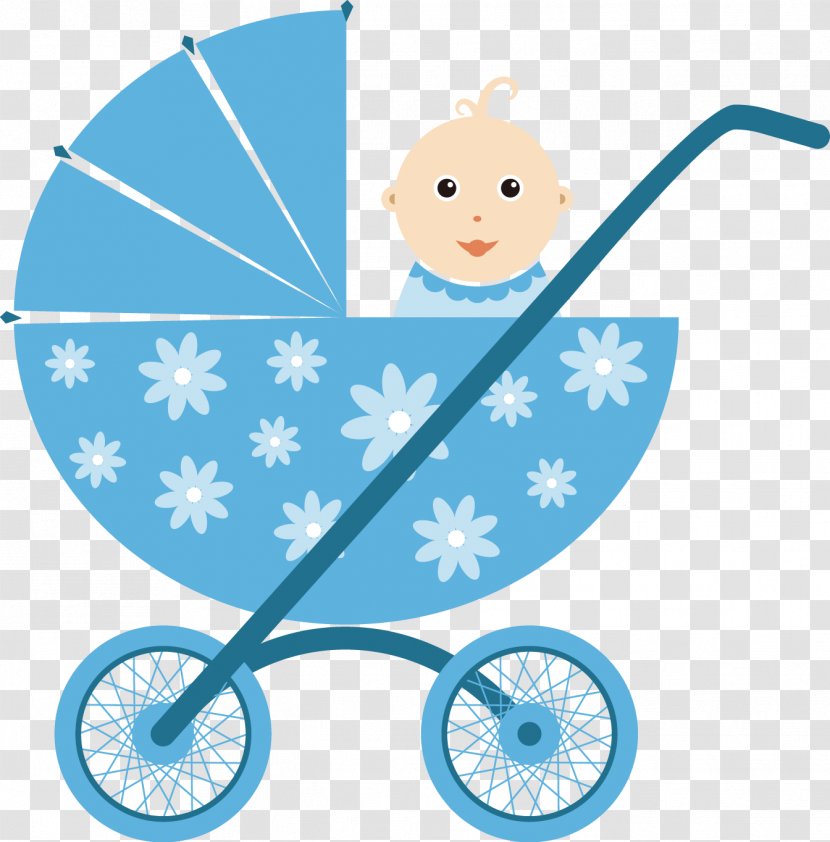 Infant Child Clip Art - Baby Transport - Hand-painted Blue Stroller Pattern Transparent PNG
