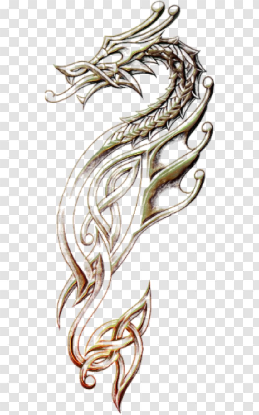 Celts Tattoo Dragon Celtic Art Cross - Vertebrate - Body Jewelry Transparent PNG