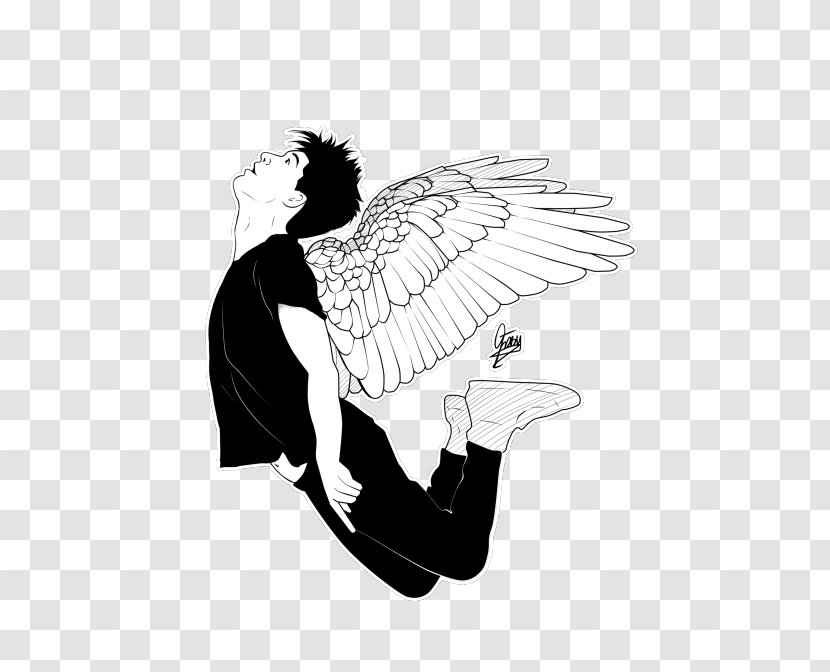 Silhouette Illustration Legendary Creature Animated Cartoon - Wing - Black And White Brendon Urie Transparent PNG