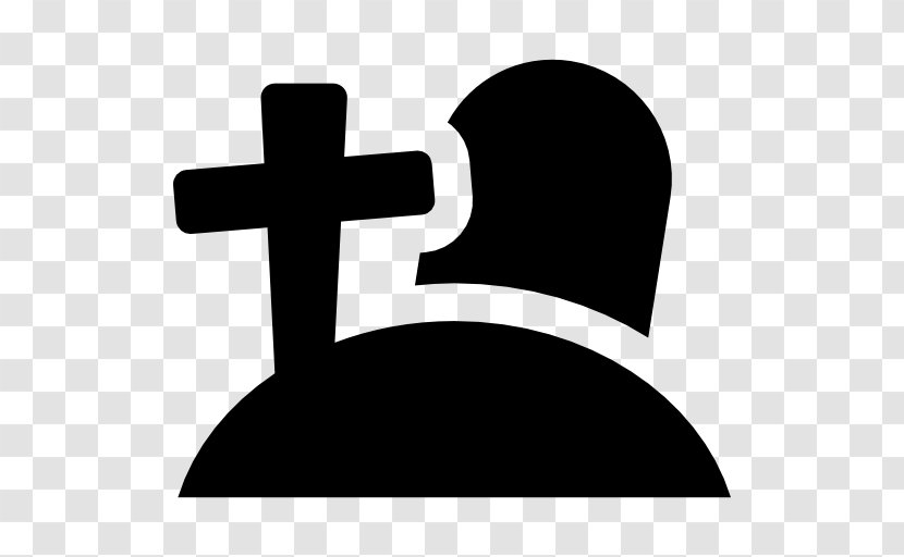 Cross Hand Black And White - Headstone Transparent PNG