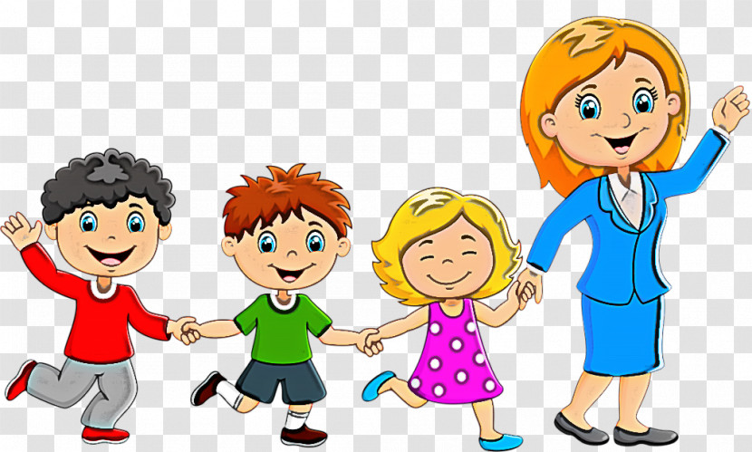 Cartoon People Social Group Playing With Kids Sharing Transparent PNG