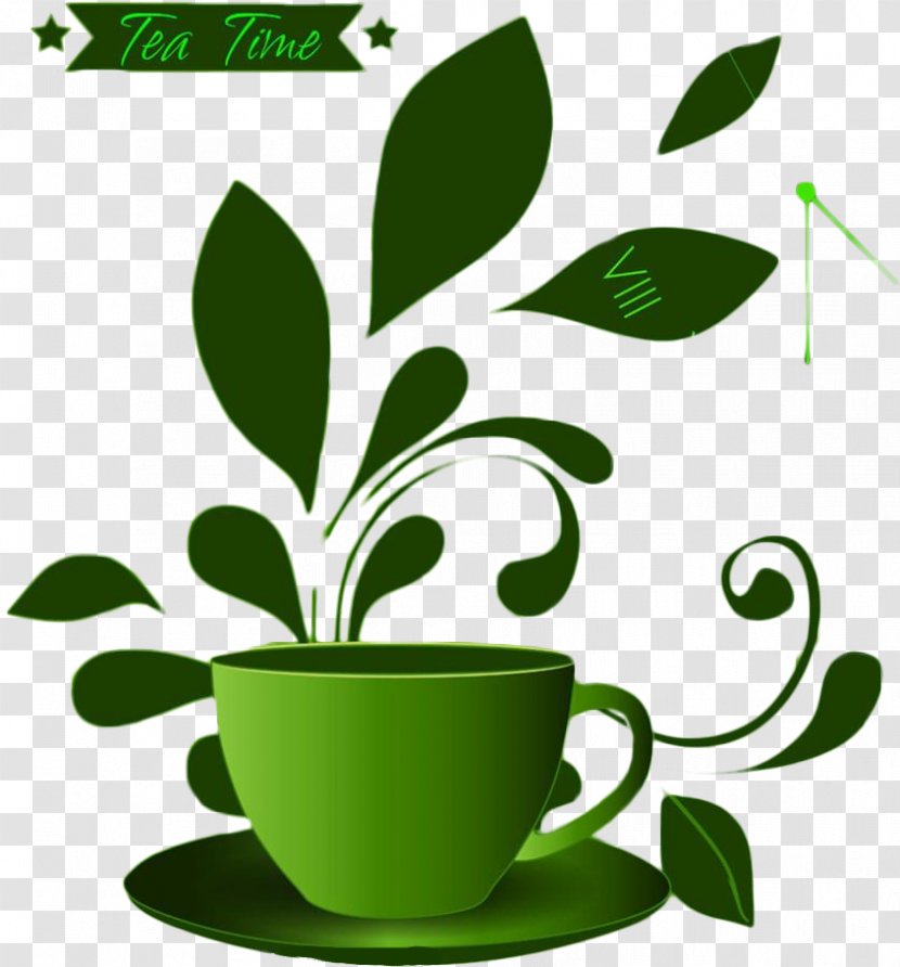 Coffee Cup Flowerpot Cafe Plant Stem Clip Art - Grass - Green Tea Transparent PNG
