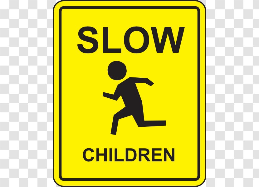 School Zone Traffic Sign Warning - Yellow - Slow Cliparts Transparent PNG