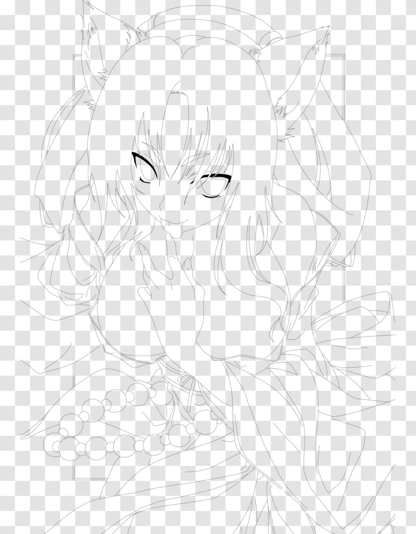 Line Art Drawing Cartoon Ear Sketch - Heart - Highschool Dxd Rias Transparent PNG