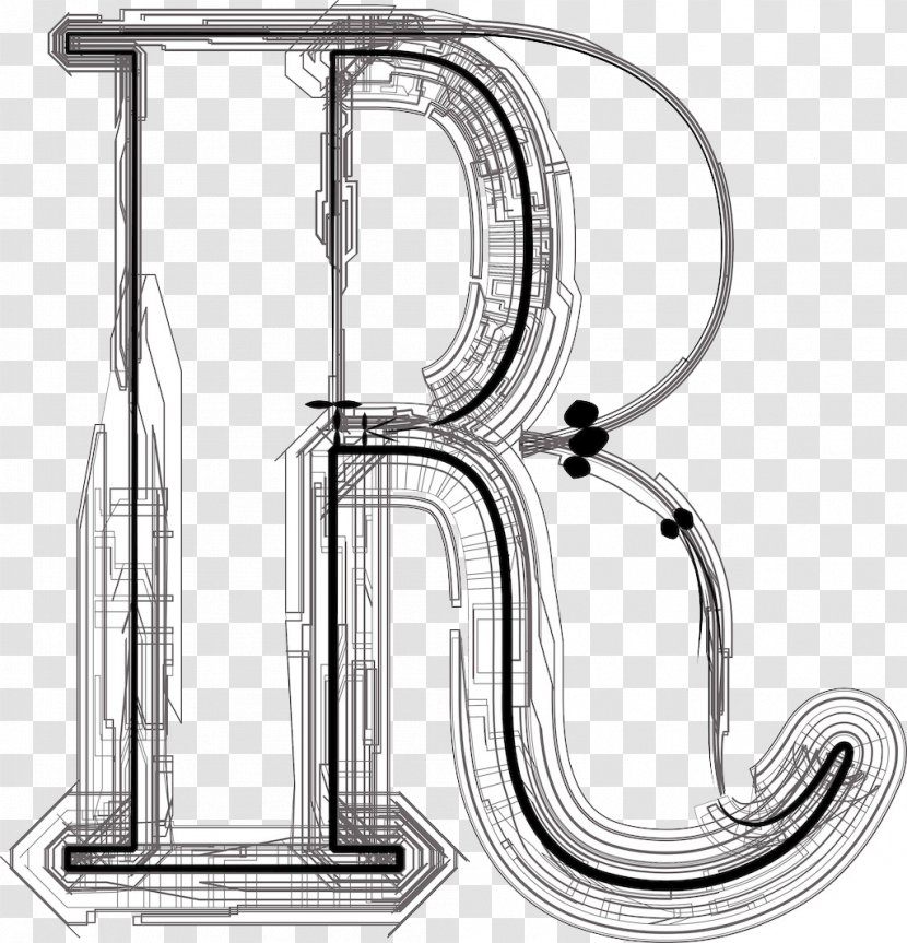 Letter Drawing Illustration - Brass Instrument - Science And Technology R Trademark Hand-painted Material Transparent PNG
