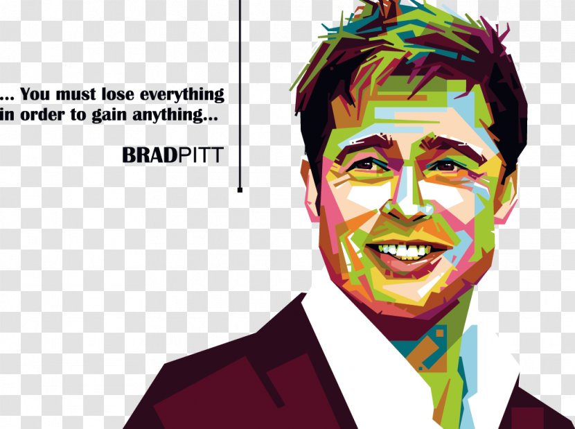 Brad Pitt Celebrity Illustration - Smile - COLORFUL Avatar Transparent PNG