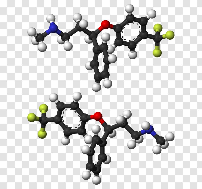 Fluoxetine Molecule Ball-and-stick Model Therapy Antidepressant - Acid - Depression Transparent PNG