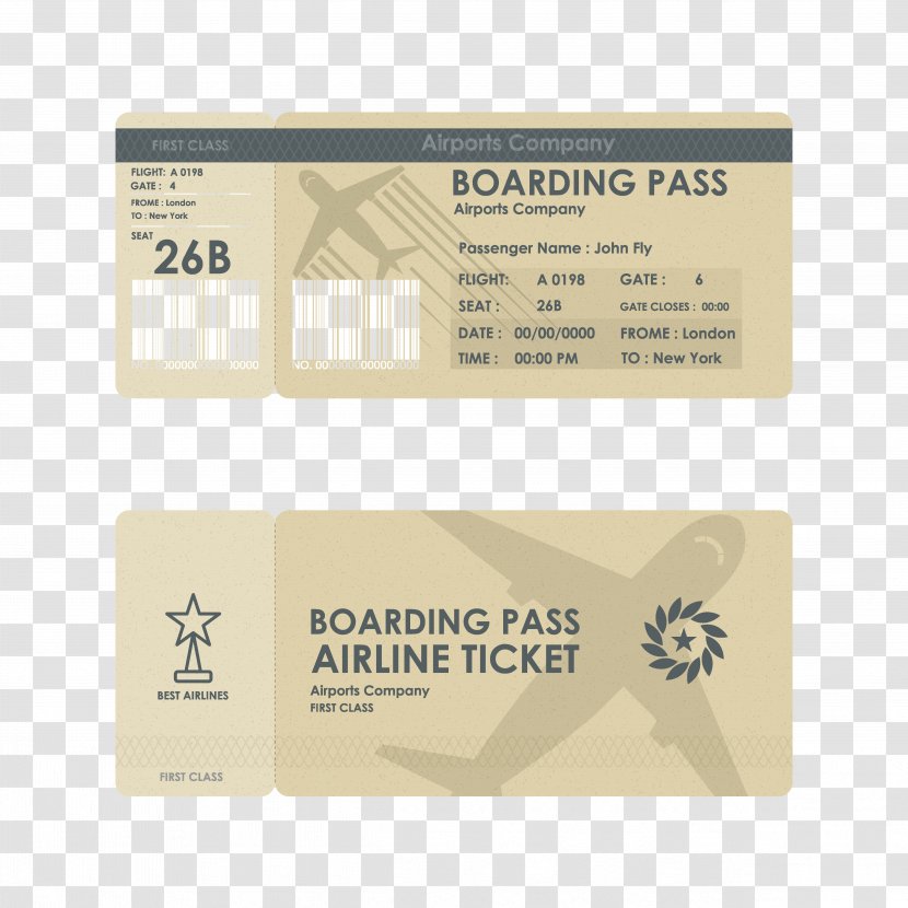 Airplane Flight Airline Ticket - Designer - Admission Tickets Stylish Design Transparent PNG