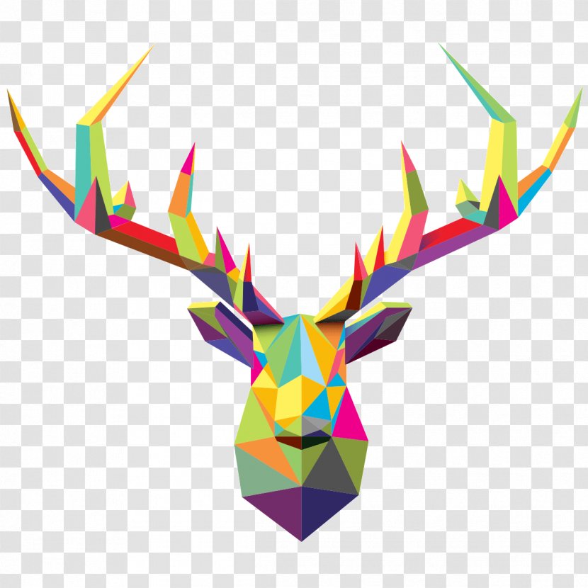 Reindeer Low Poly - Deer - Origami Transparent PNG