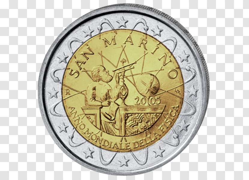 San Marino 2 Euro Commemorative Coins Coin - Physics Transparent PNG
