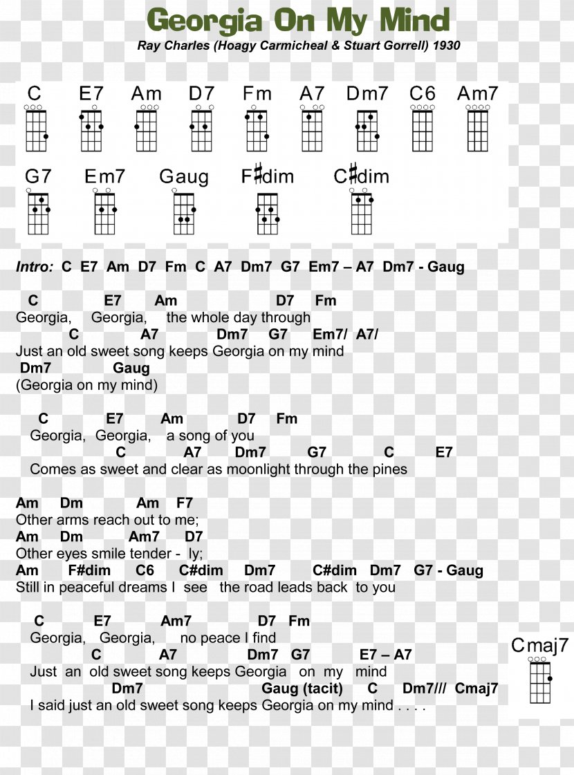 Ukulele Georgia On My Mind Guitar Chord Song - Flower Transparent PNG