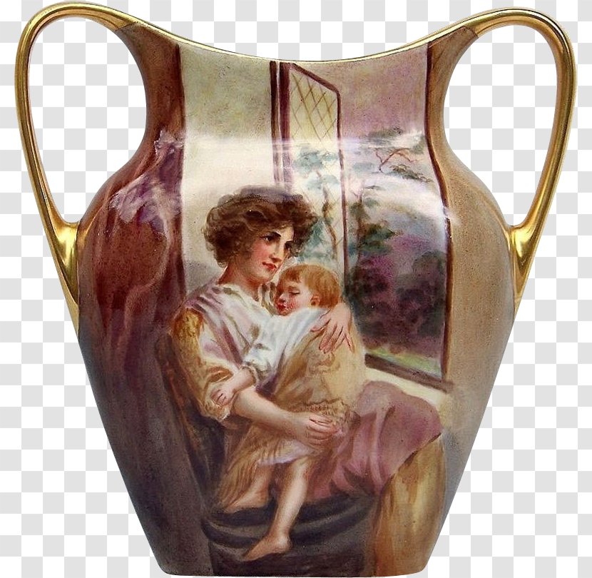 Pitcher Ceramic Jug Vase Tableware - Mother Hand-painted Transparent PNG