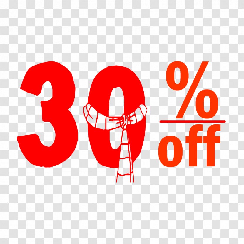 Christmas 30% Discount Tag. - Text - Red Transparent PNG