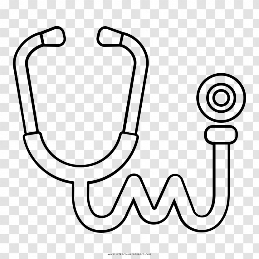 Drawing Stethoscope Coloring Book Black And White - Painting - Ae Transparent PNG