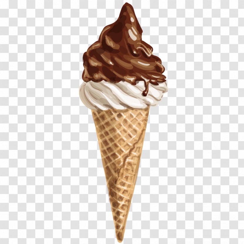Ice Cream Cone Chocolate Sundae - Flavor - High-definition Sweet Transparent PNG