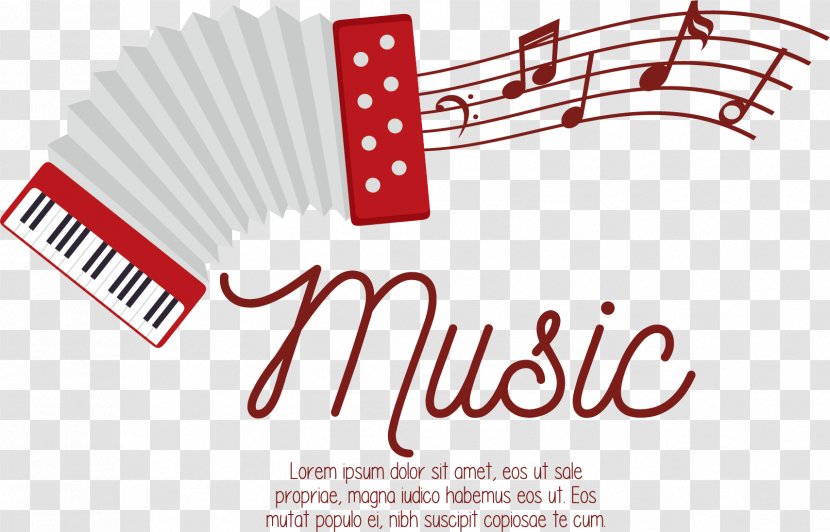 Musical Note Instrument Guitar - Silhouette - Red Accordion Concert Poster Transparent PNG