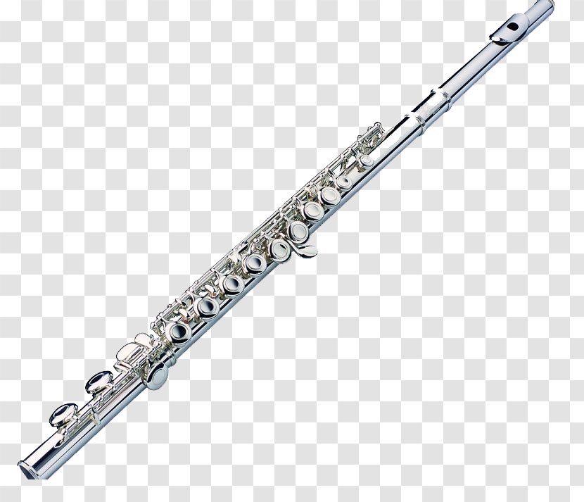 Western Concert Flute Pearl Drums Wind Instrument Musical - Heart - Silver Clarinet Transparent PNG