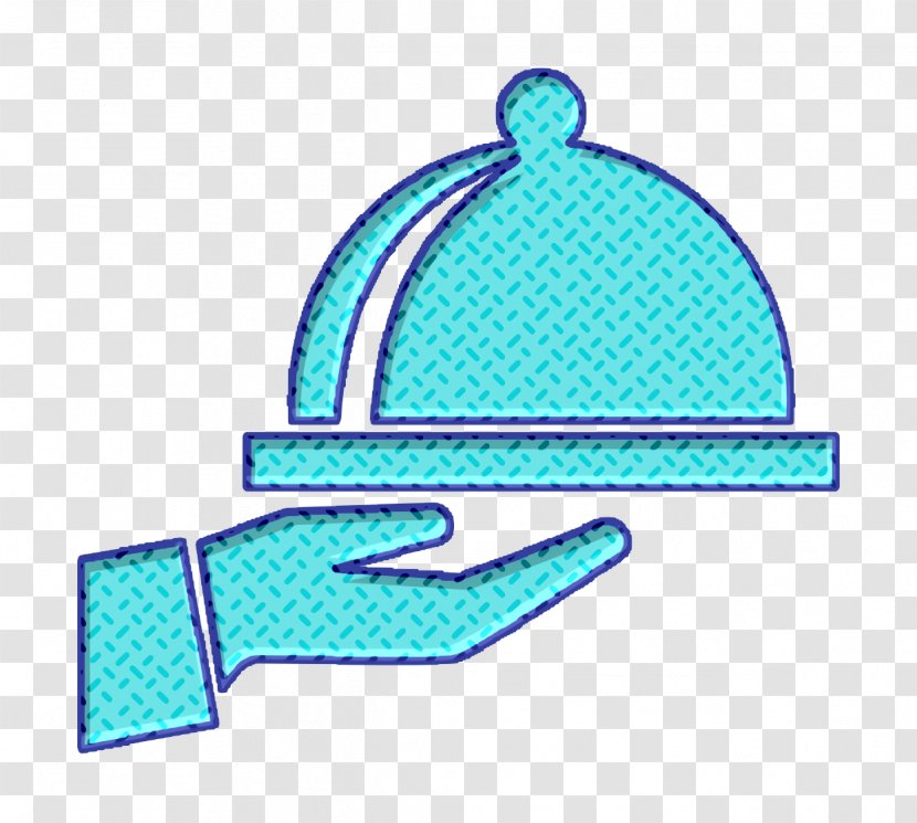 Food Icon Covered Tray On A Hand Of Hotel Room Service Kitchen - Electric Blue Headgear Transparent PNG