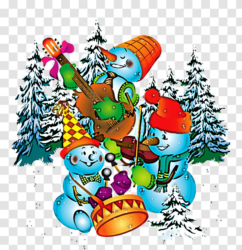 Cartoon Christmas Eve Winter Christmas Playing In The Snow Transparent PNG