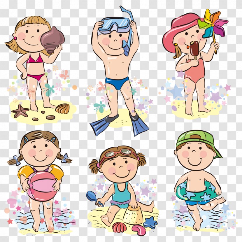 Child Beach Clip Art - Watercolor - Cartoon Transparent PNG