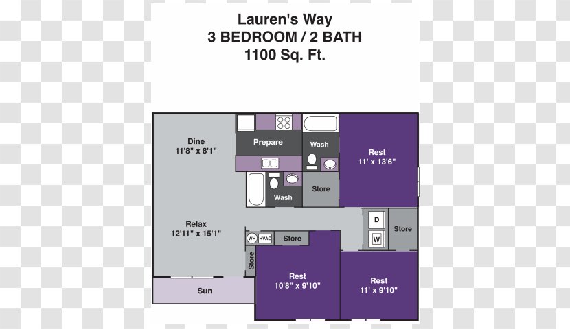 Floor Plan Laurens Way Apartments House - Diagram - Bath Tab Transparent PNG