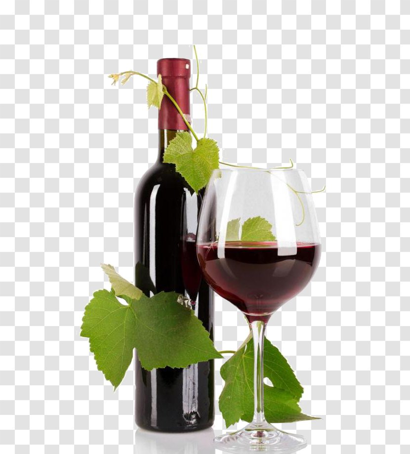 Red Wine Bottle Common Grape Vine - White Transparent PNG