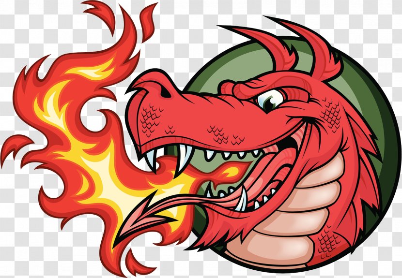 Dragon Fire Breathing Illustration - Fictional Character - Logo Badge Transparent PNG