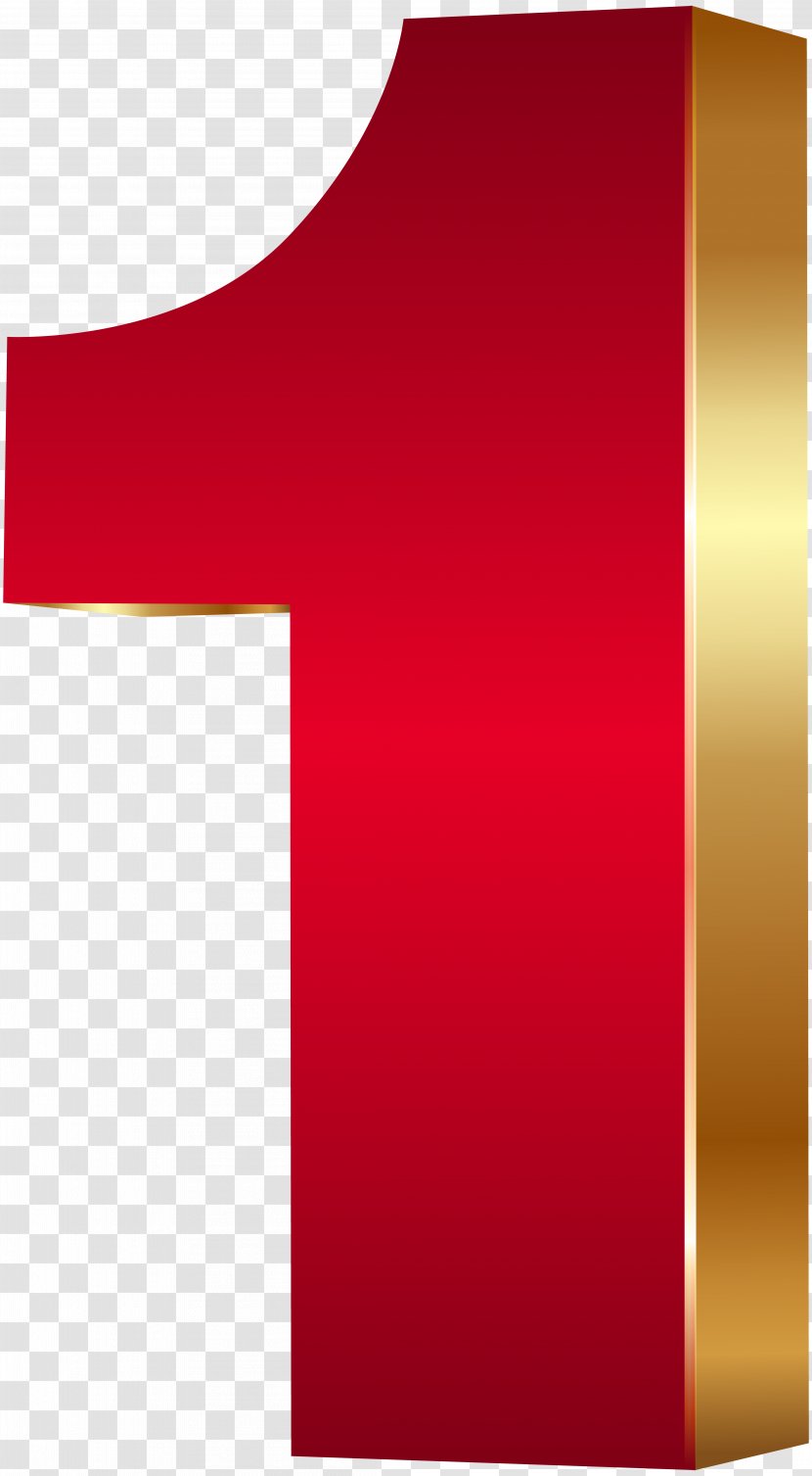 Clip Art - Museum - 3D Number One Red Gold Image Transparent PNG
