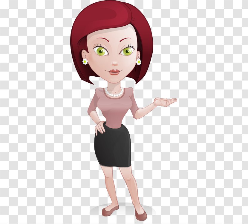 Character Female Cartoon Illustration - Painted Red Hair Flirty Transparent PNG