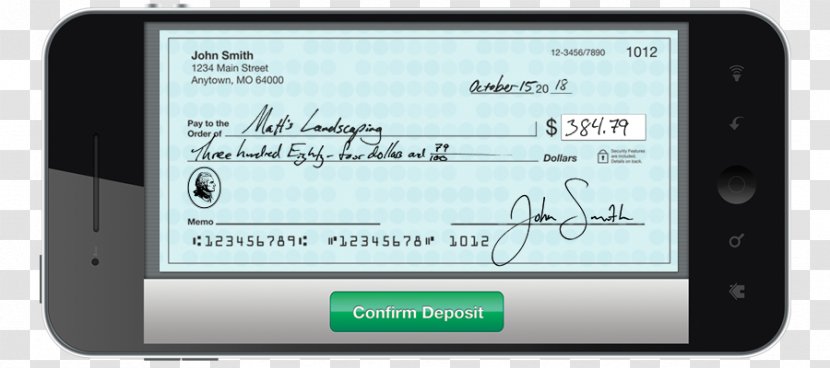 Smartphone Cheque Mobile Phones Online Banking - Multimedia - Bank Transparent PNG
