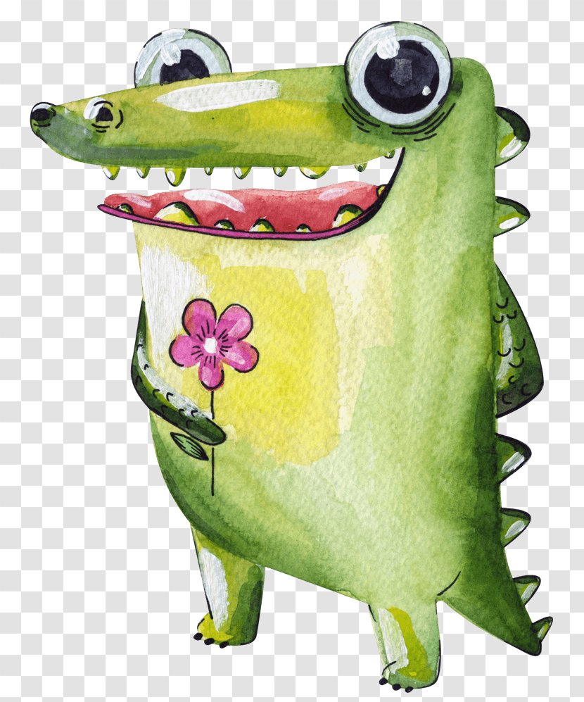 Crocodile Alligators Watercolor Painting Cuteness Illustration - Green - Aligator Transparent PNG