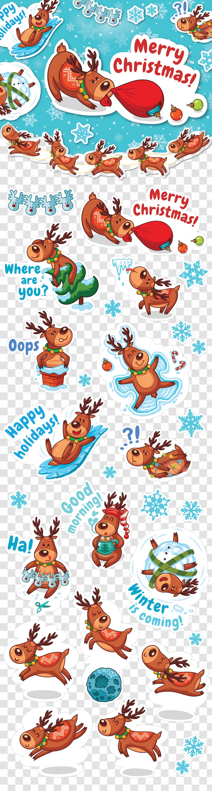 Reindeer Santa Claus Christmas Illustration - Water - Cute Posters Transparent PNG