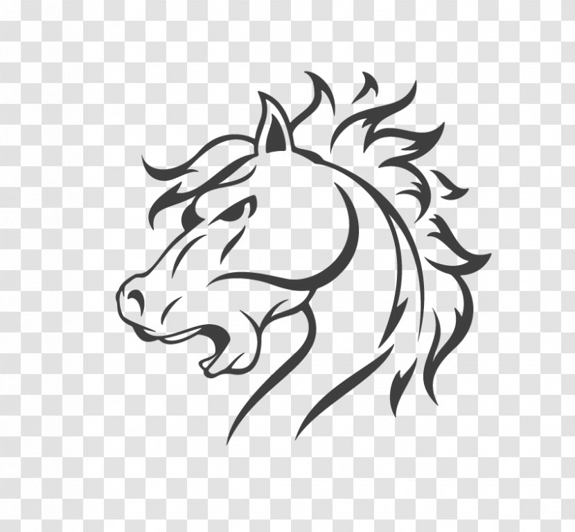 Horse Logo Illustration - Black - Vector Painted Transparent PNG