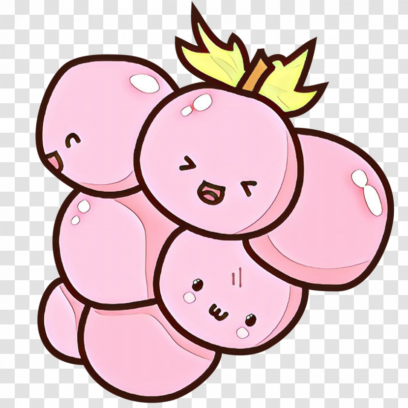 Pink Cartoon Smile Plant Sticker Transparent PNG