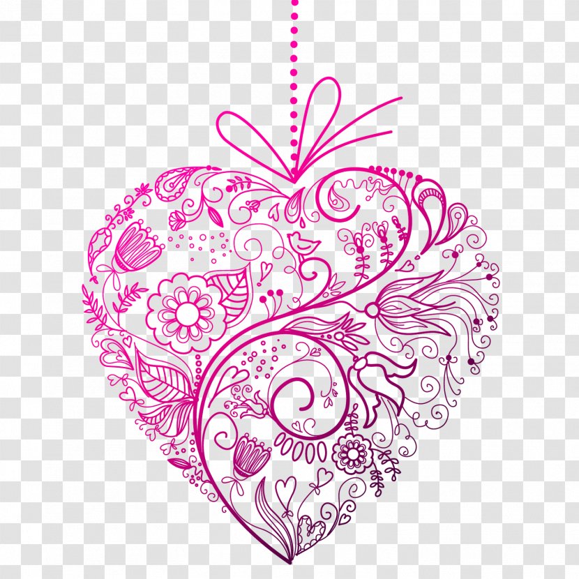 Flower Heart Floral Design Clip Art - Silhouette - Purple Transparent PNG