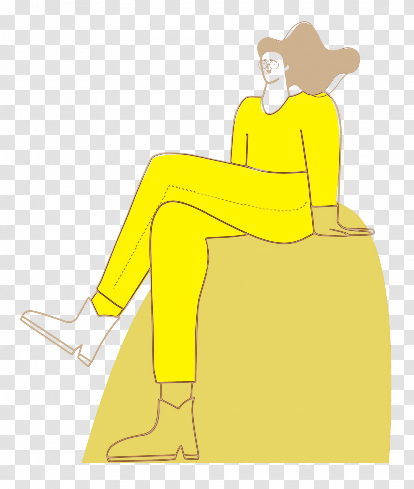 Cartoon Yellow Sitting H&m Male Transparent PNG