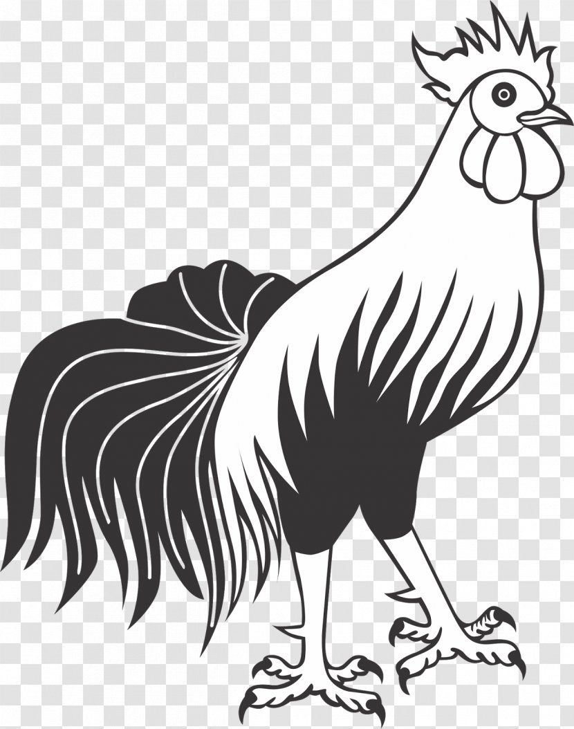 Rooster Chicken Black And White Clip Art Image Transparent PNG