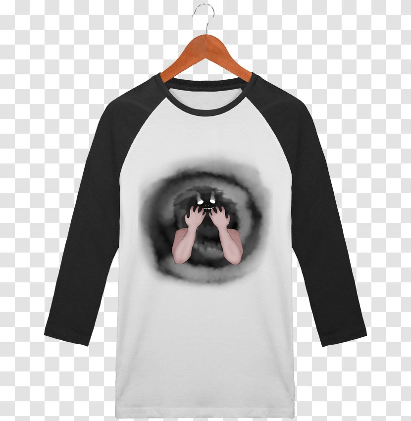 T-shirt Unisex Collar Sleeve Baseball - White - Black And Transparent PNG