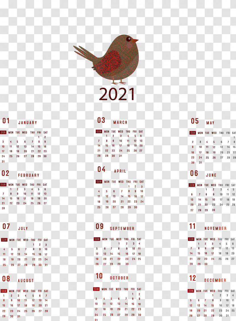 Printable 2021 Yearly Calendar 2021 Yearly Calendar Transparent PNG