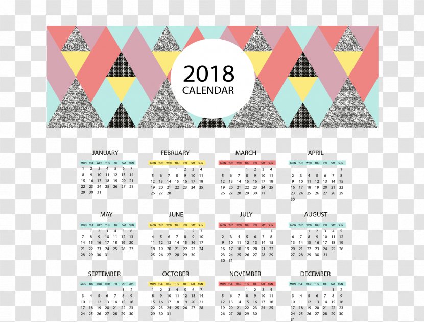 Calendar New Year - Ifwe - Triangle Puzzle 2018 Transparent PNG