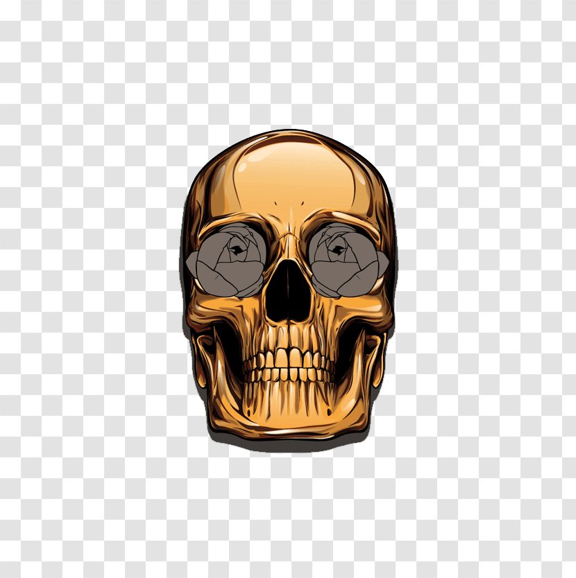 Graphic Design Animation Illustration - Bone - Golden Skull Transparent PNG