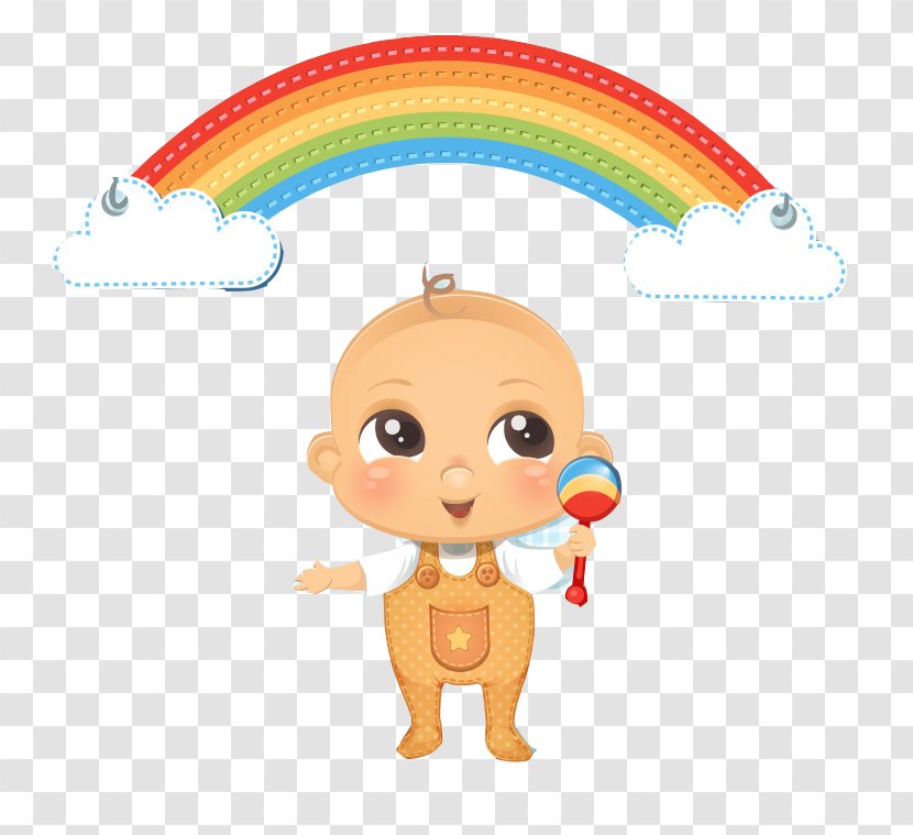 Fathers Day Infant Greeting Card Illustration - Man - Baby And Rainbow Transparent PNG