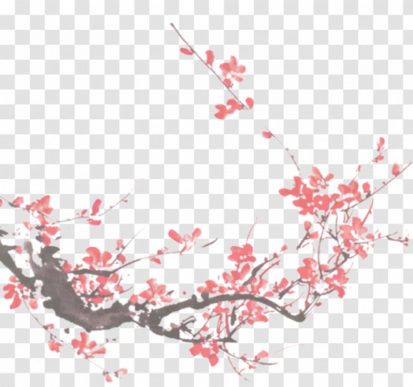 Ink Wash Painting Plum Blossom Preview - Transparency And Translucency - Flower Transparent PNG