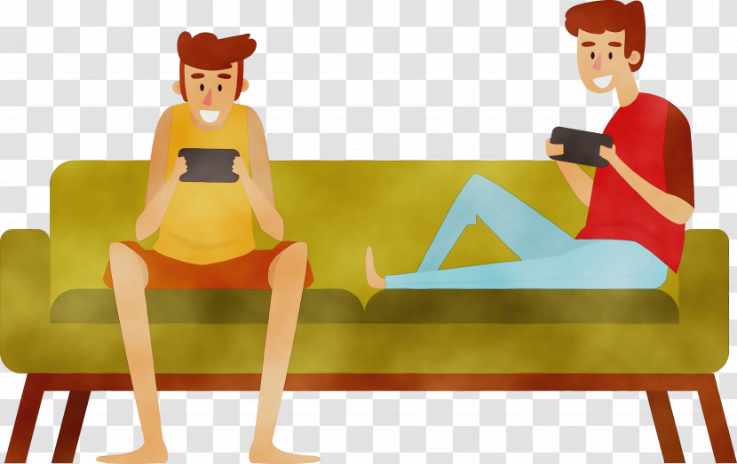 Cartoon Sitting Yellow Chair Behavior Transparent PNG