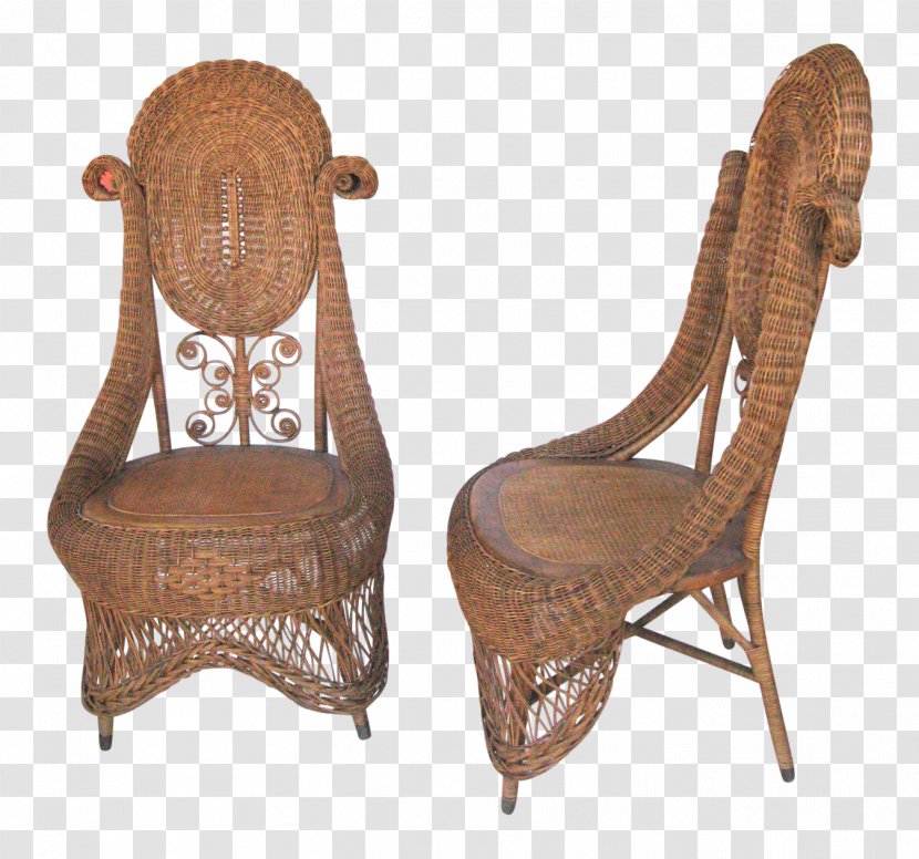 Chair Garden Furniture - Wicker - Antique Transparent PNG