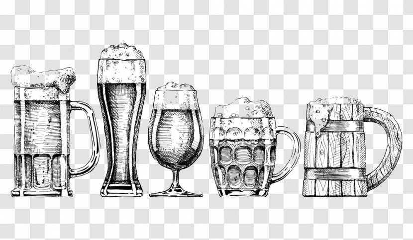 Beer Glassware Drawing Illustration - Serveware - Foam Glass Image Transparent PNG