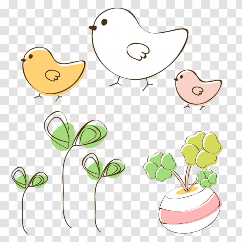 Plant Flowerpot Floral Design - Tree - Hand Painted Chicks And Plants Transparent PNG
