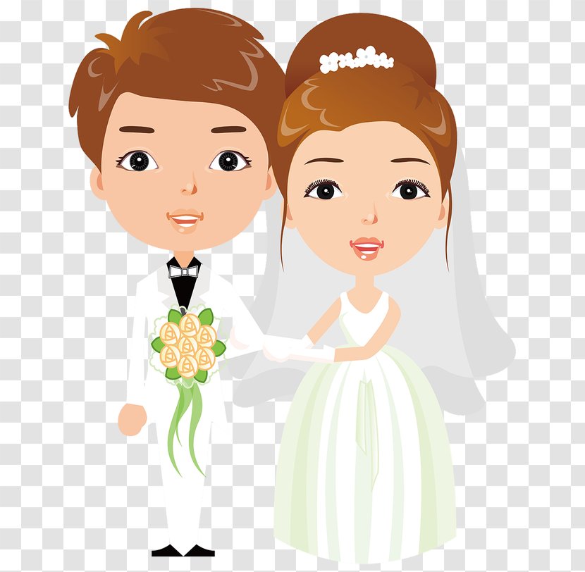 Bride Cartoon Illustration - Watercolor - And Groom Transparent PNG