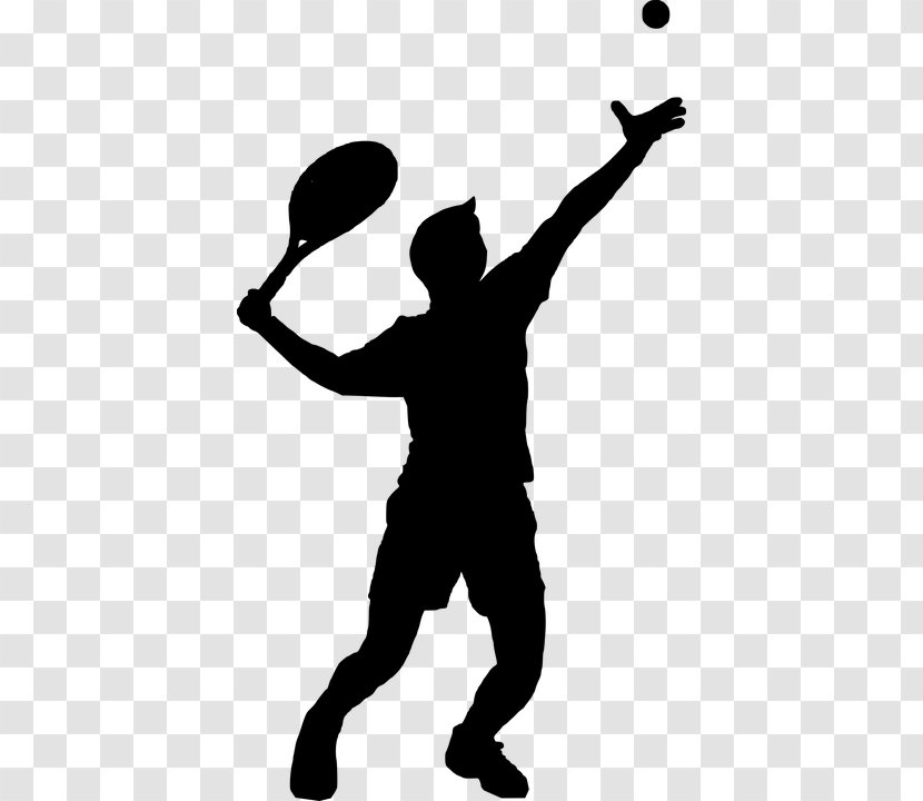 Volleyball Clip Art - Black And White - Badminton Players Silhouette Transparent PNG