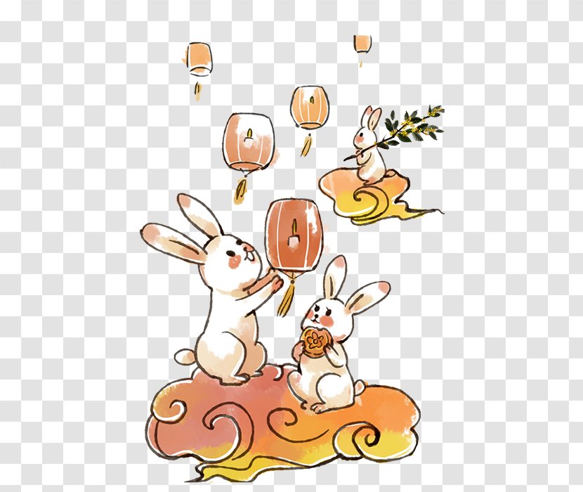 Mooncake Mid-Autumn Festival Moon Rabbit Illustration - Mammal - Mid Autumn Cartoon Transparent PNG